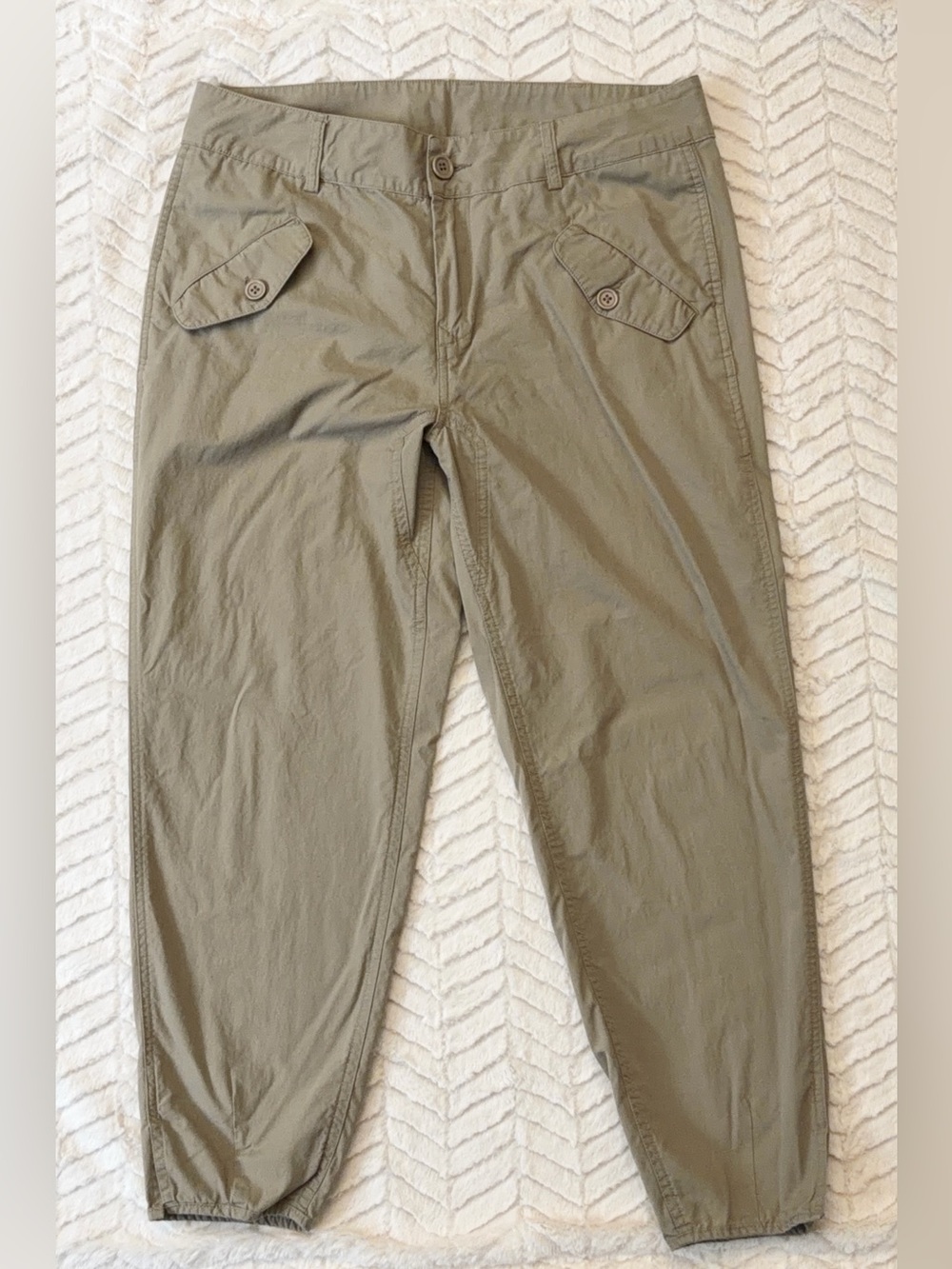 KUT from the Kloth Khaki Cargo Utility Cropped Pants Size 8 100% Cotton
